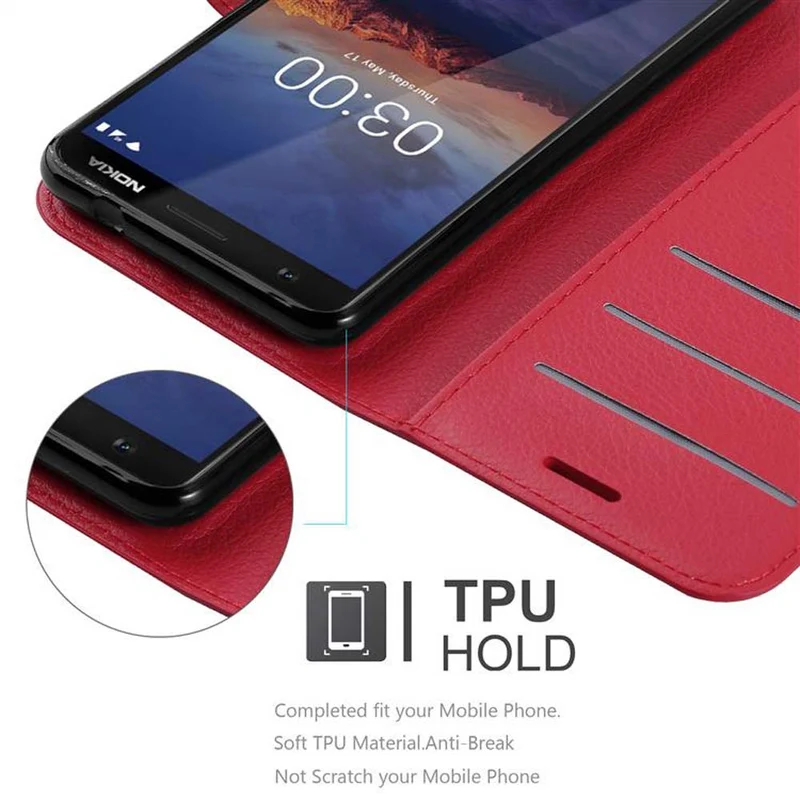 Cadorabo Hülle kompatibel mit Nokia 3,1 Schutzhülle mit Magnetverschluss, Standfunktion und Kartenfach