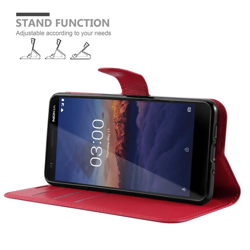 Cadorabo Hülle kompatibel mit Nokia 3,1 Schutzhülle mit Magnetverschluss, Standfunktion und Kartenfach