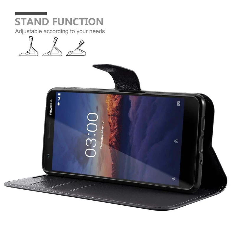 Cadorabo Hülle kompatibel mit Nokia 3,1 Schutzhülle mit Magnetverschluss, Standfunktion und Kartenfach