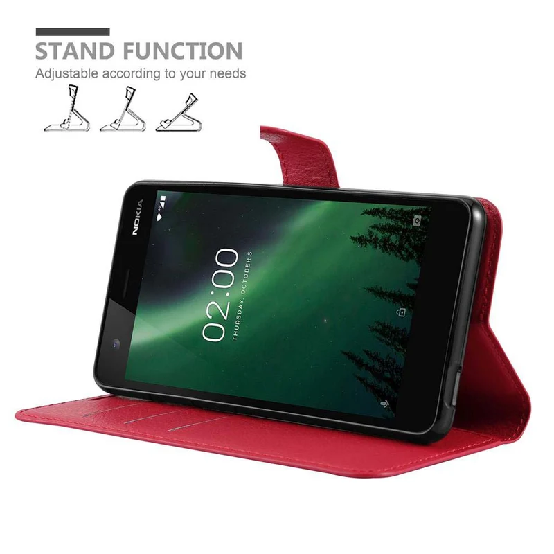 Cadorabo Hülle kompatibel mit Nokia 2,1 Schutzhülle mit Magnetverschluss, Standfunktion und Kartenfach
