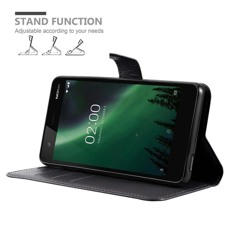 Cadorabo Hülle kompatibel mit Nokia 2,1 Schutzhülle mit Magnetverschluss, Standfunktion und Kartenfach