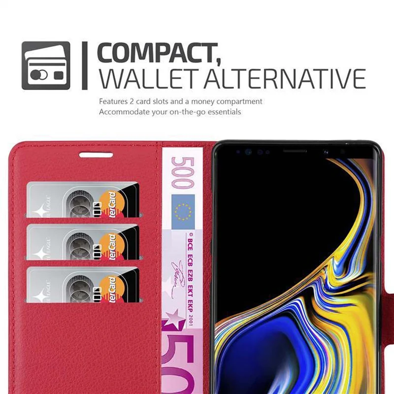 Cadorabo Hülle kompatibel mit Samsung Galaxy NOTE 9 Schutzhülle mit Magnetverschluss, Standfunktion und Kartenfach