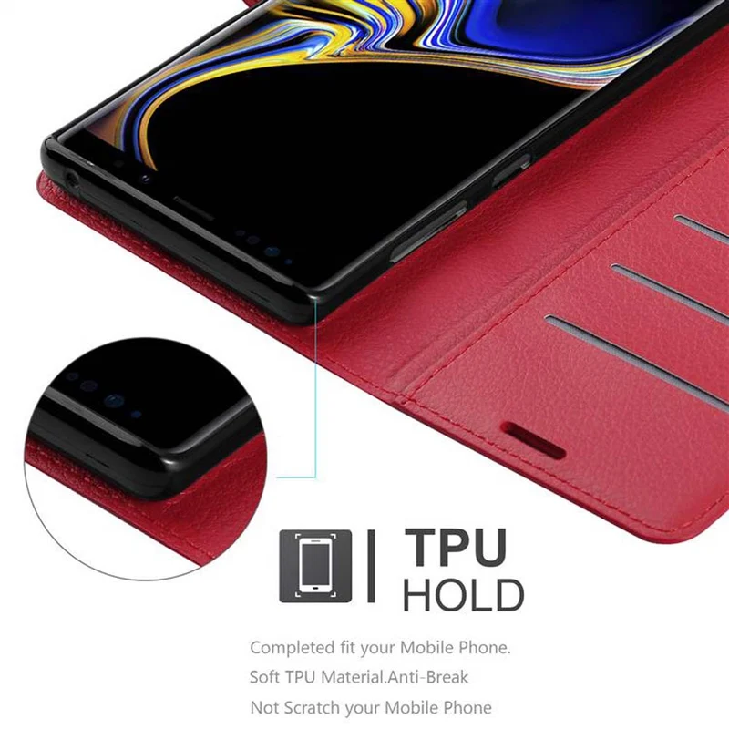 Cadorabo Hülle kompatibel mit Samsung Galaxy NOTE 9 Schutzhülle mit Magnetverschluss, Standfunktion und Kartenfach