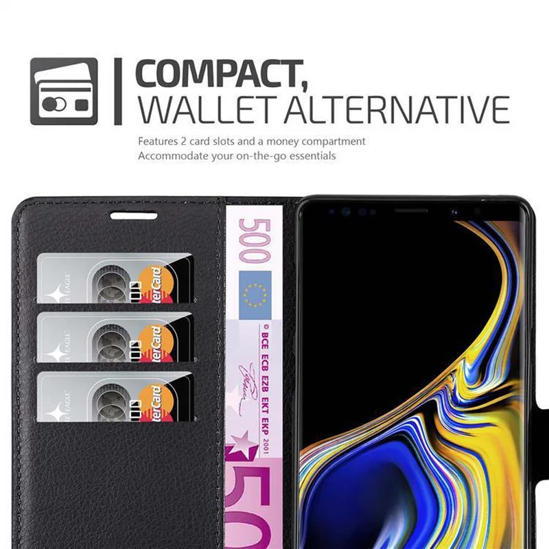 Cadorabo Hülle kompatibel mit Samsung Galaxy NOTE 9 Schutzhülle mit Magnetverschluss, Standfunktion und Kartenfach