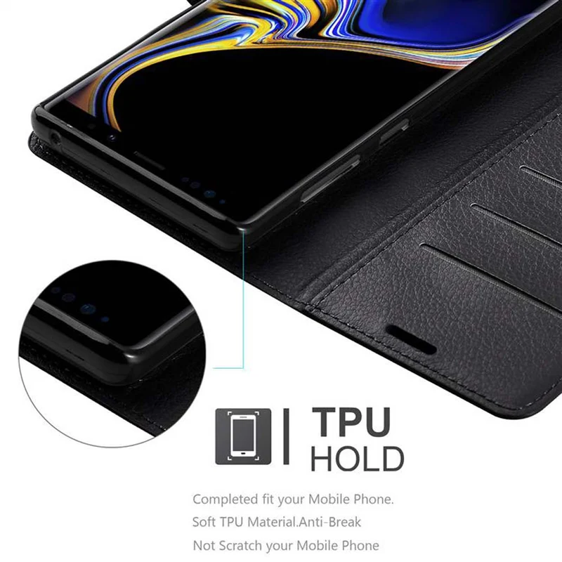 Cadorabo Hülle kompatibel mit Samsung Galaxy NOTE 9 Schutzhülle mit Magnetverschluss, Standfunktion und Kartenfach