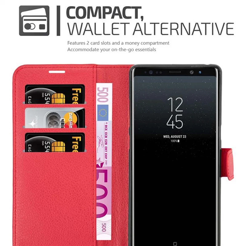 Cadorabo Hülle kompatibel mit Samsung Galaxy NOTE 8 Schutzhülle mit Magnetverschluss, Standfunktion und Kartenfach