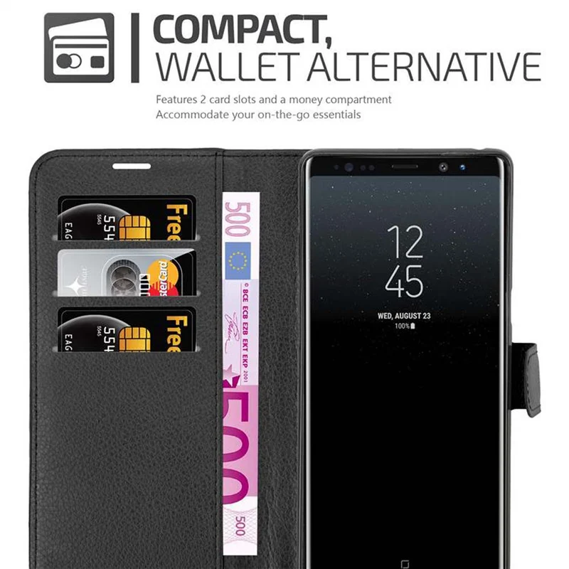 Cadorabo Hülle kompatibel mit Samsung Galaxy NOTE 8 Schutzhülle mit Magnetverschluss, Standfunktion und Kartenfach