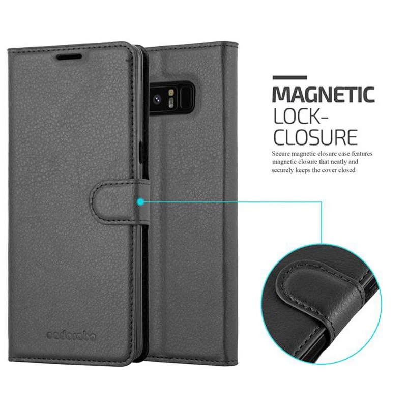 Cadorabo Hülle kompatibel mit Samsung Galaxy NOTE 8 Schutzhülle mit Magnetverschluss, Standfunktion und Kartenfach