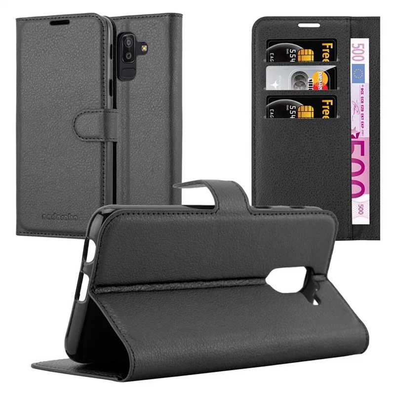 Cadorabo Hülle kompatibel mit Samsung Galaxy J8 2018 Schutzhülle mit Magnetverschluss, Standfunktion und Kartenfach