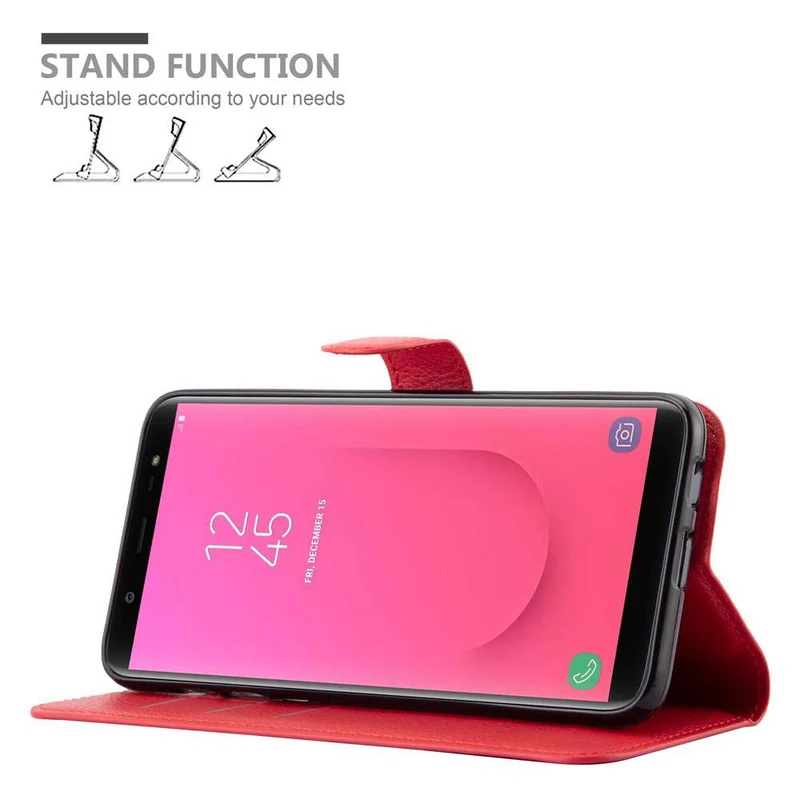 Cadorabo Hülle kompatibel mit Samsung Galaxy J8 2018 Schutzhülle mit Magnetverschluss, Standfunktion und Kartenfach