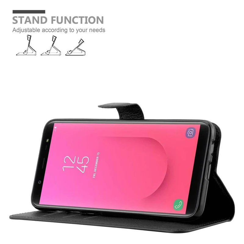 Cadorabo Hülle kompatibel mit Samsung Galaxy J8 2018 Schutzhülle mit Magnetverschluss, Standfunktion und Kartenfach