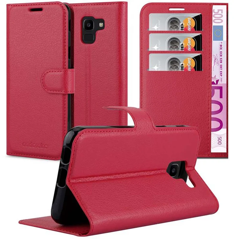 Cadorabo Hülle kompatibel mit Samsung Galaxy J6 2018 Schutzhülle mit Magnetverschluss, Standfunktion und Kartenfach