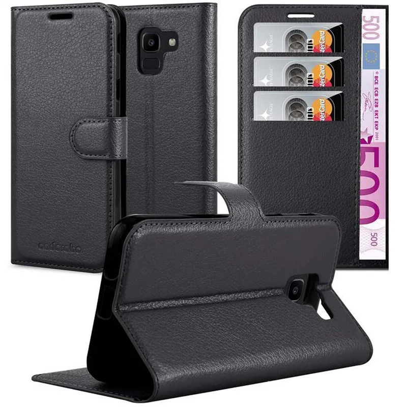 Cadorabo Hülle kompatibel mit Samsung Galaxy J6 2018 Schutzhülle mit Magnetverschluss, Standfunktion und Kartenfach