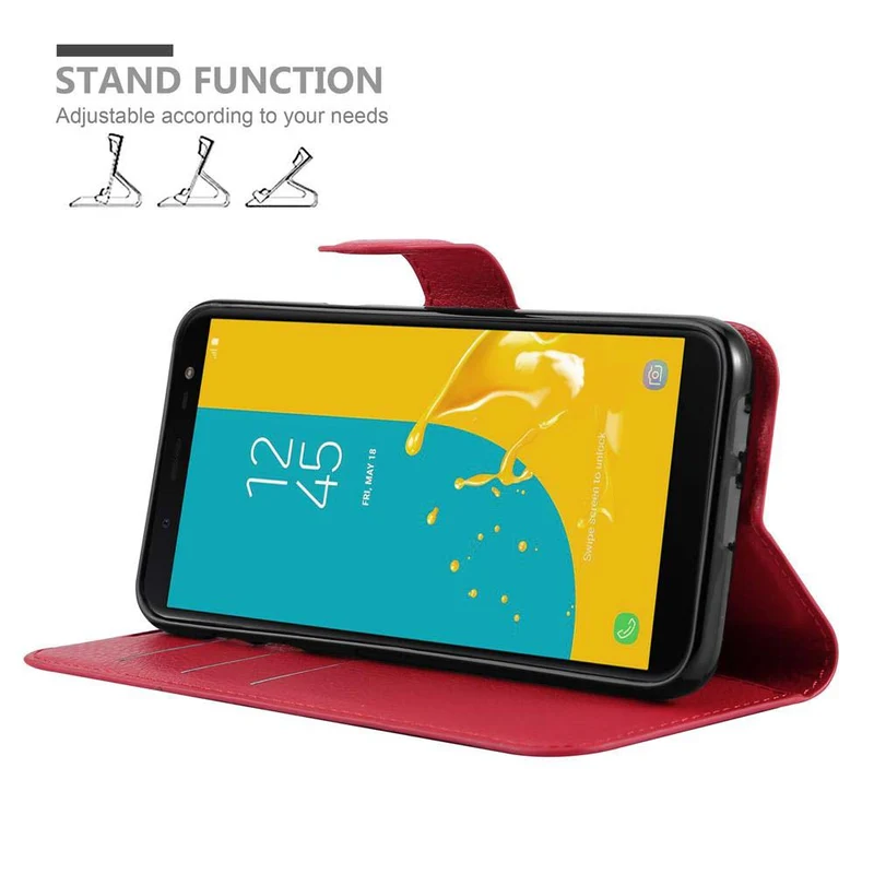 Cadorabo Hülle kompatibel mit Samsung Galaxy J6 2018 Schutzhülle mit Magnetverschluss, Standfunktion und Kartenfach