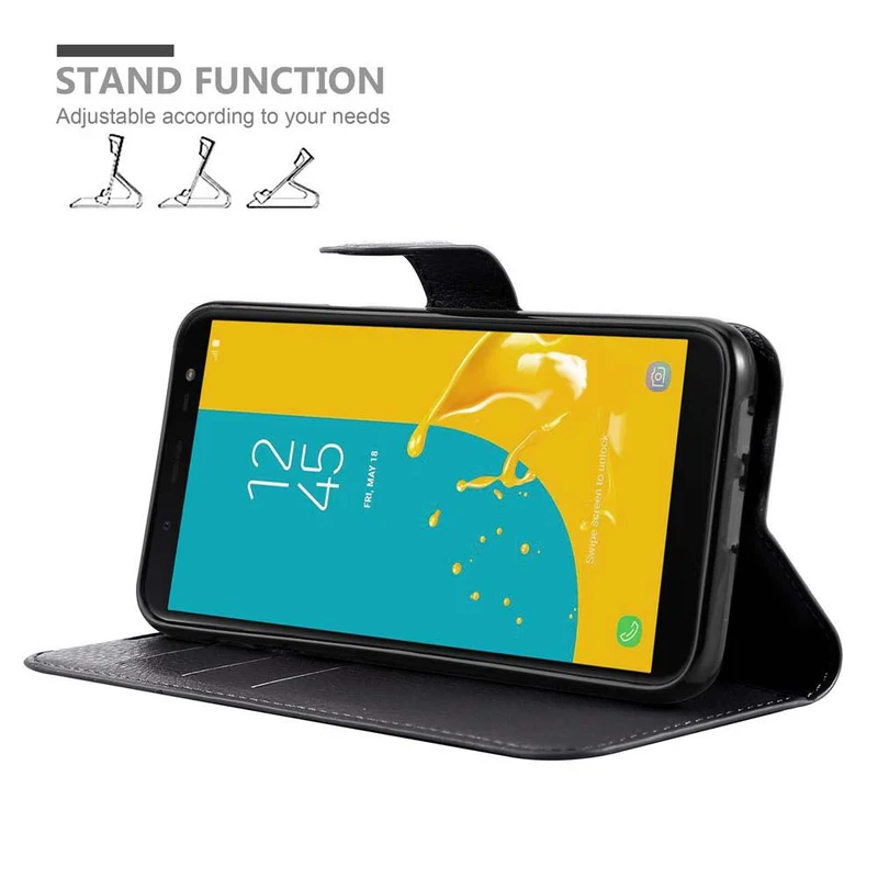 Cadorabo Hülle kompatibel mit Samsung Galaxy J6 2018 Schutzhülle mit Magnetverschluss, Standfunktion und Kartenfach