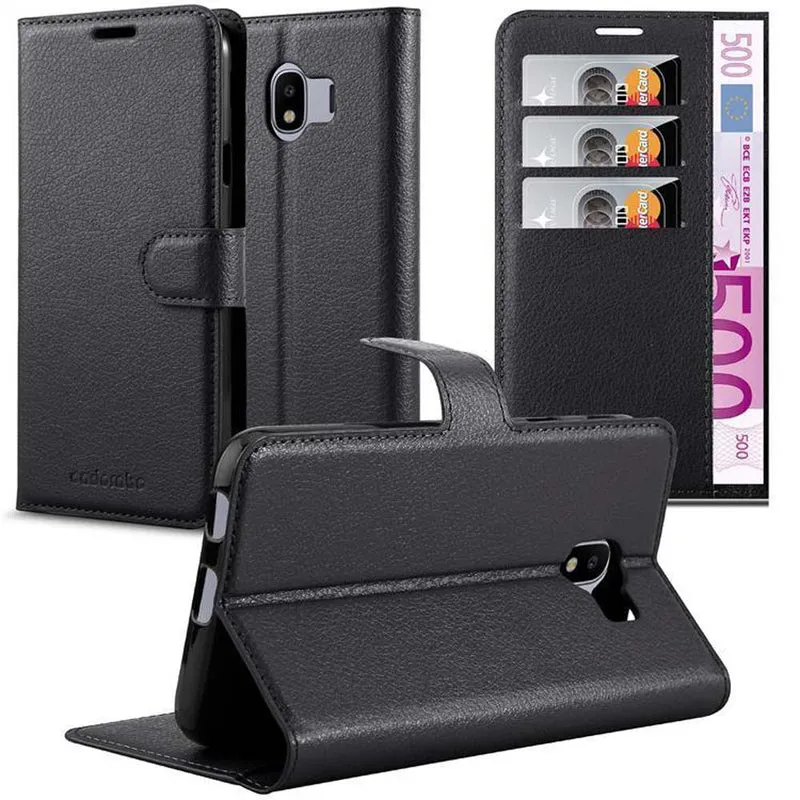 Cadorabo Hülle kompatibel mit Samsung Galaxy J4 2018 Schutzhülle mit Magnetverschluss, Standfunktion und Kartenfach