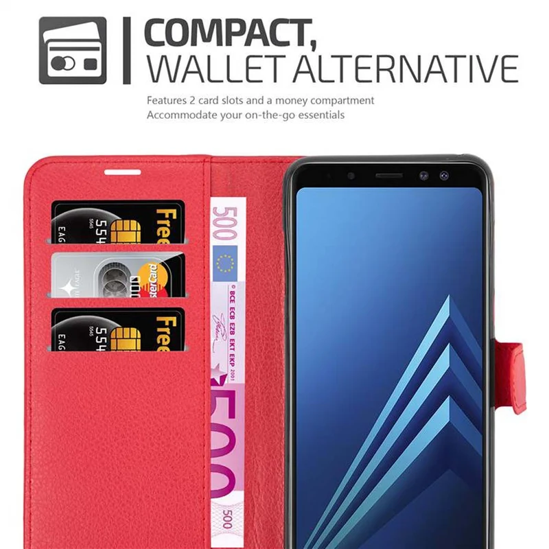 Cadorabo Hülle kompatibel mit Samsung Galaxy A8 2018 Schutzhülle mit Magnetverschluss, Standfunktion und Kartenfach