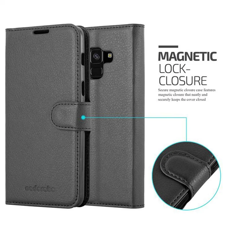 Cadorabo Hülle kompatibel mit Samsung Galaxy A8 2018 Schutzhülle mit Magnetverschluss, Standfunktion und Kartenfach