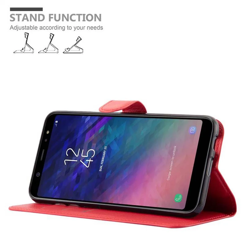 Cadorabo Hülle kompatibel mit Samsung Galaxy A6 PLUS 2018 Schutzhülle mit Magnetverschluss, Standfunktion und Kartenfach