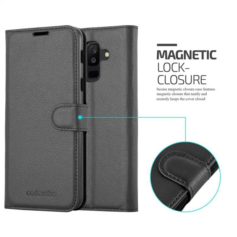 Cadorabo Hülle kompatibel mit Samsung Galaxy A6 PLUS 2018 Schutzhülle mit Magnetverschluss, Standfunktion und Kartenfach