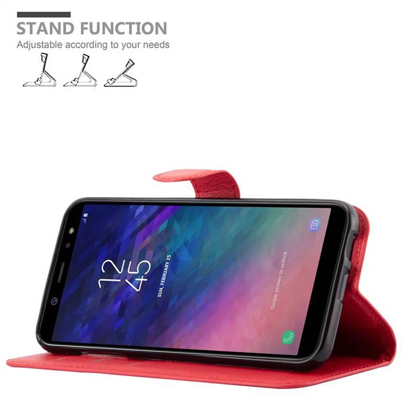 Cadorabo Hülle kompatibel mit Samsung Galaxy A6 2018 Schutzhülle mit Magnetverschluss, Standfunktion und Kartenfach