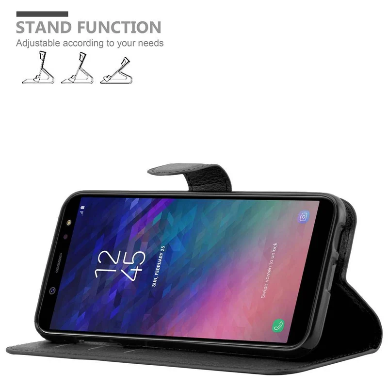 Cadorabo Hülle kompatibel mit Samsung Galaxy A6 2018 Schutzhülle mit Magnetverschluss, Standfunktion und Kartenfach