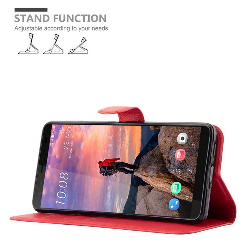 Cadorabo Hülle kompatibel mit HTC U12 PLUS Schutzhülle mit Magnetverschluss, Standfunktion und Kartenfach