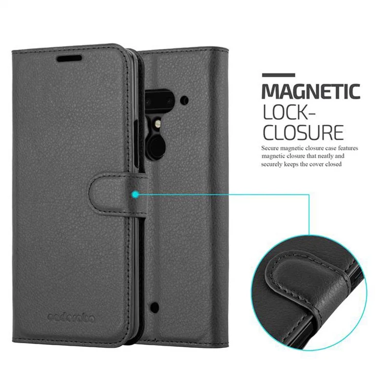 Cadorabo Hülle kompatibel mit HTC U12 PLUS Schutzhülle mit Magnetverschluss, Standfunktion und Kartenfach