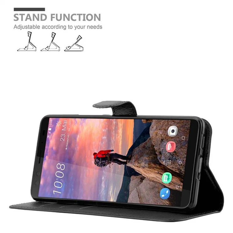 Cadorabo Hülle kompatibel mit HTC U12 PLUS Schutzhülle mit Magnetverschluss, Standfunktion und Kartenfach