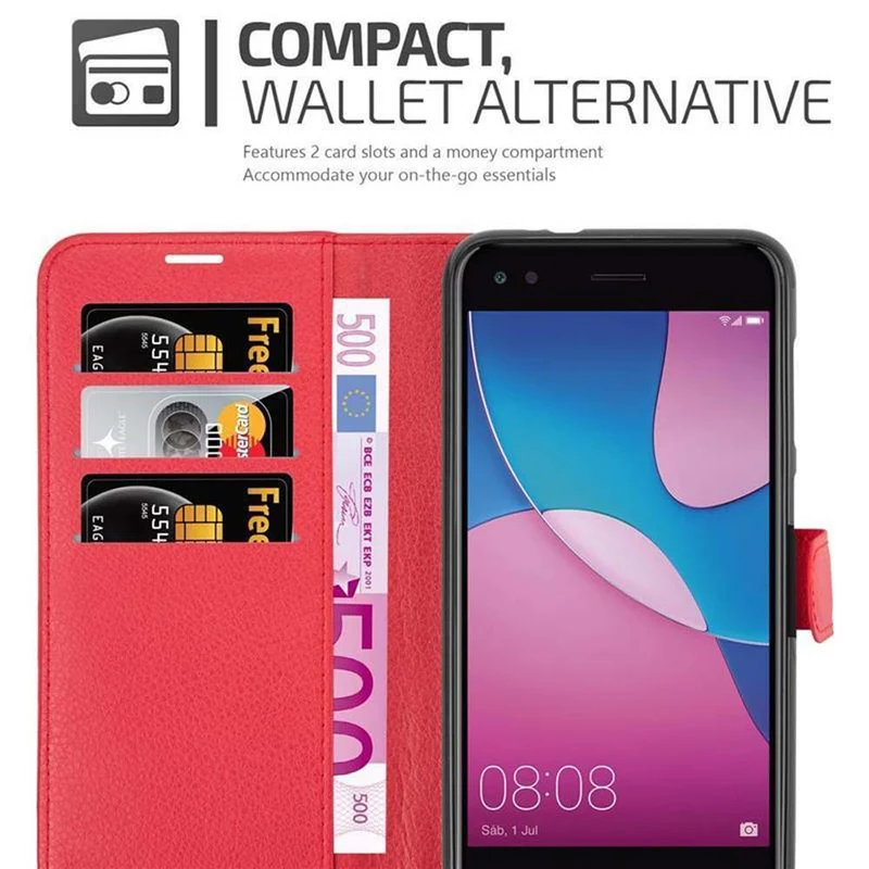Cadorabo Hülle kompatibel mit Huawei Enjoy 7 Schutzhülle mit Magnetverschluss, Standfunktion und Kartenfach