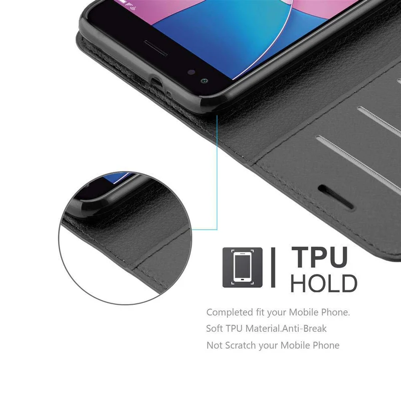 Cadorabo Hülle kompatibel mit Huawei Enjoy 7 Schutzhülle mit Magnetverschluss, Standfunktion und Kartenfach