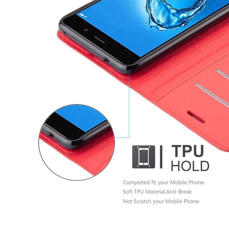 Cadorabo Hülle kompatibel mit Huawei Enjoy 7 PLUS Schutzhülle mit Magnetverschluss, Standfunktion und Kartenfach