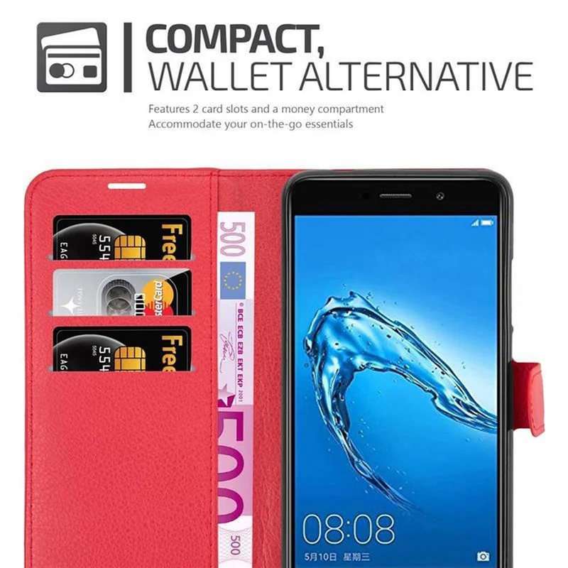 Cadorabo Hülle kompatibel mit Huawei Enjoy 7 PLUS Schutzhülle mit Magnetverschluss, Standfunktion und Kartenfach
