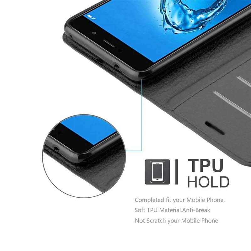 Cadorabo Hülle kompatibel mit Huawei Enjoy 7 PLUS Schutzhülle mit Magnetverschluss, Standfunktion und Kartenfach
