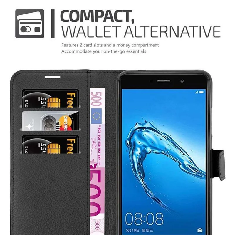 Cadorabo Hülle kompatibel mit Huawei Enjoy 7 PLUS Schutzhülle mit Magnetverschluss, Standfunktion und Kartenfach