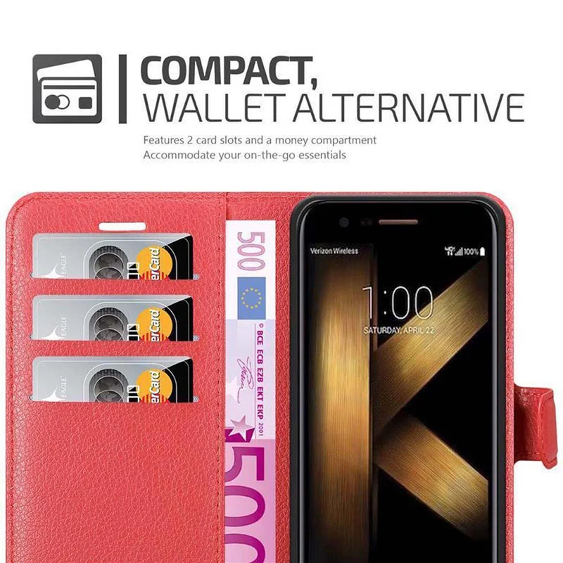 Cadorabo Hülle kompatibel mit LG K20 Schutzhülle mit Magnetverschluss, Standfunktion und Kartenfach