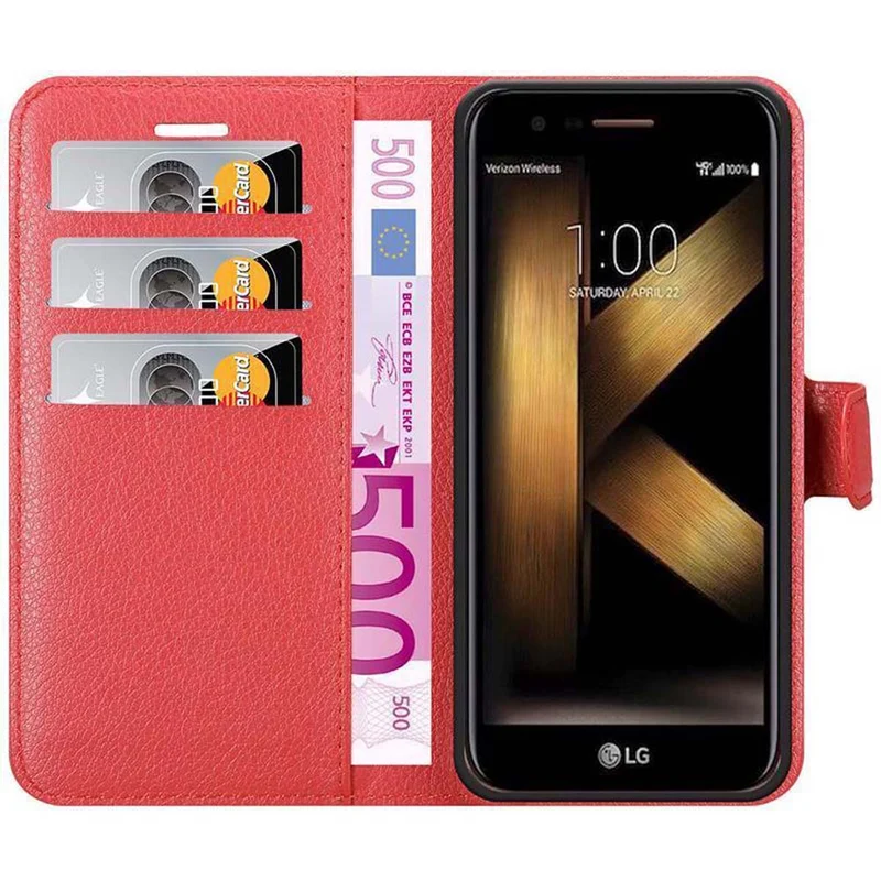Cadorabo Hülle kompatibel mit LG K20 Schutzhülle mit Magnetverschluss, Standfunktion und Kartenfach