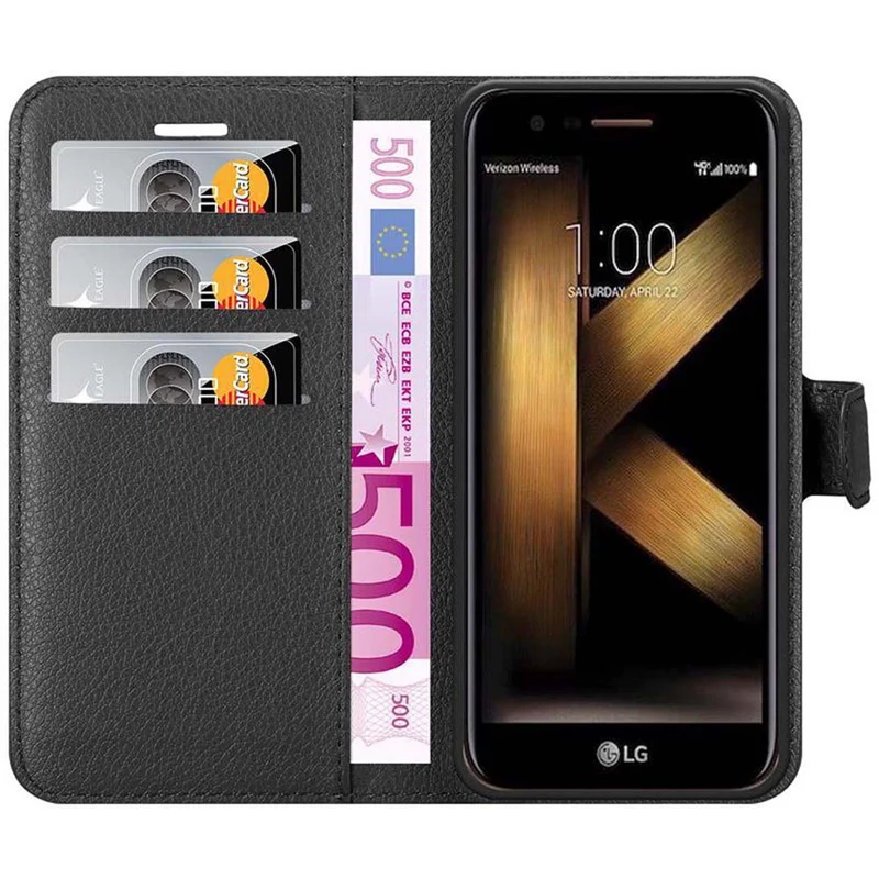 Cadorabo Hülle kompatibel mit LG K20 Schutzhülle mit Magnetverschluss, Standfunktion und Kartenfach