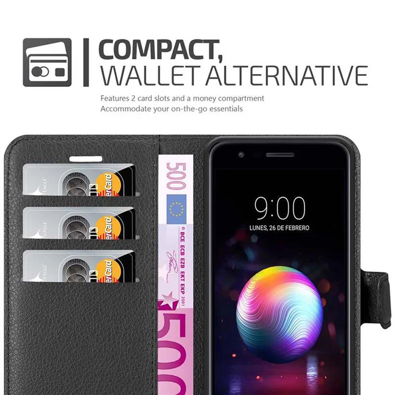 Cadorabo Hülle kompatibel mit LG K10 2018 / K11 / K11 PLUS Schutzhülle mit Magnetverschluss, Standfunktion und Kartenfach
