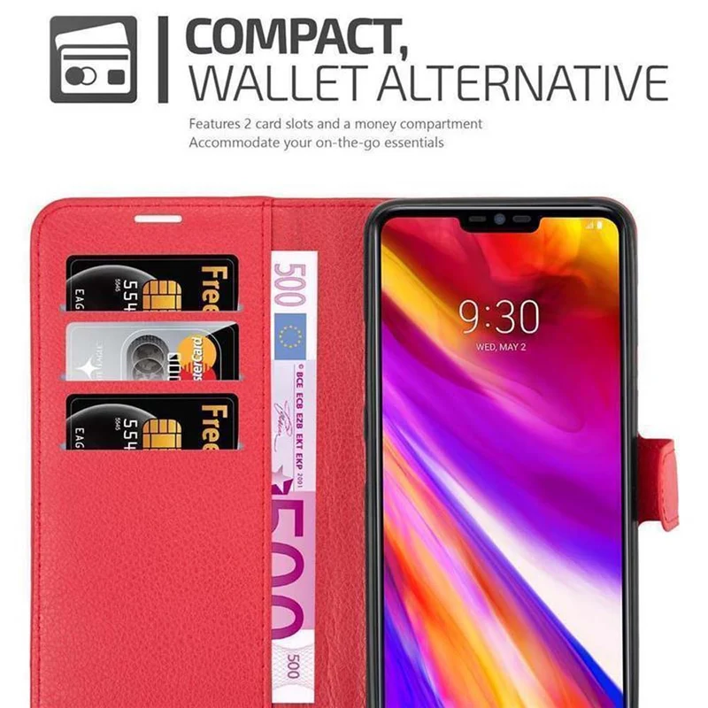 Cadorabo Hülle kompatibel mit LG G7 ThinQ / FIT / ONE Schutzhülle mit Magnetverschluss, Standfunktion und Kartenfach