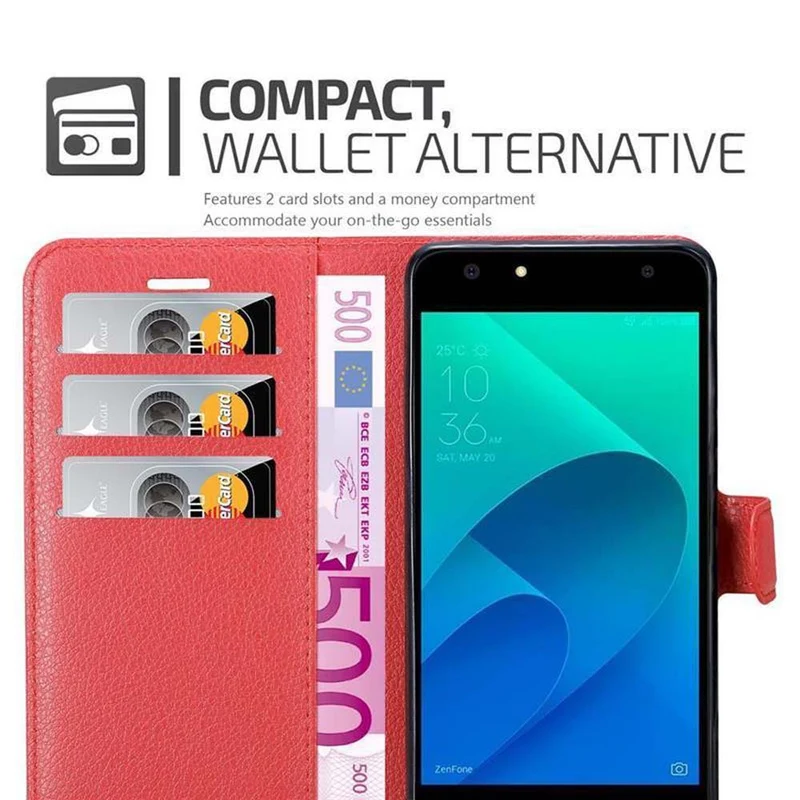 Cadorabo Hülle kompatibel mit Asus ZenFone 4 Selfie PRO Schutzhülle mit Magnetverschluss, Standfunktion und Kartenfach