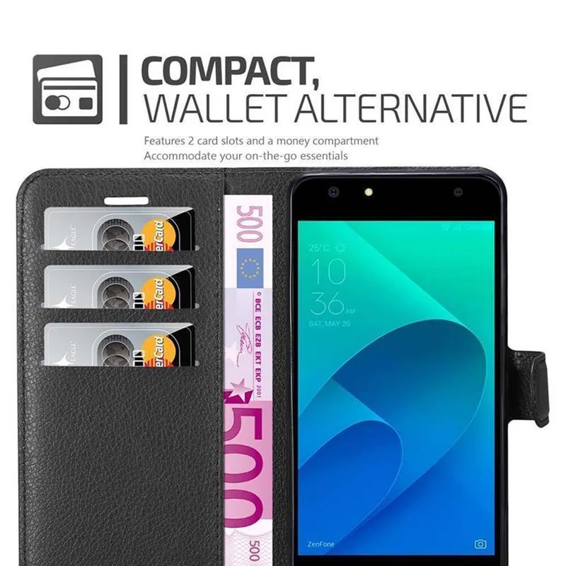 Cadorabo Hülle kompatibel mit Asus ZenFone 4 Selfie PRO Schutzhülle mit Magnetverschluss, Standfunktion und Kartenfach