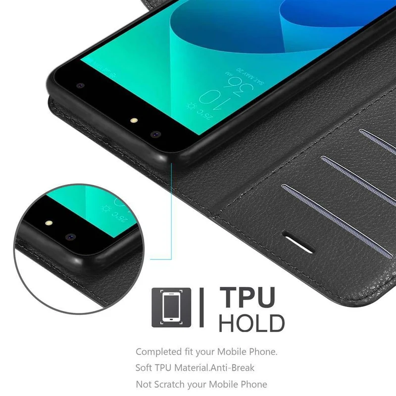 Cadorabo Hülle kompatibel mit Asus ZenFone 4 Selfie PRO Schutzhülle mit Magnetverschluss, Standfunktion und Kartenfach