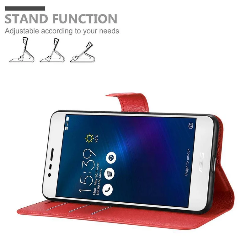 Cadorabo Hülle kompatibel mit Asus ZenFone 3 MAX (5.2 Zoll) Schutzhülle mit Magnetverschluss, Standfunktion und Kartenfach