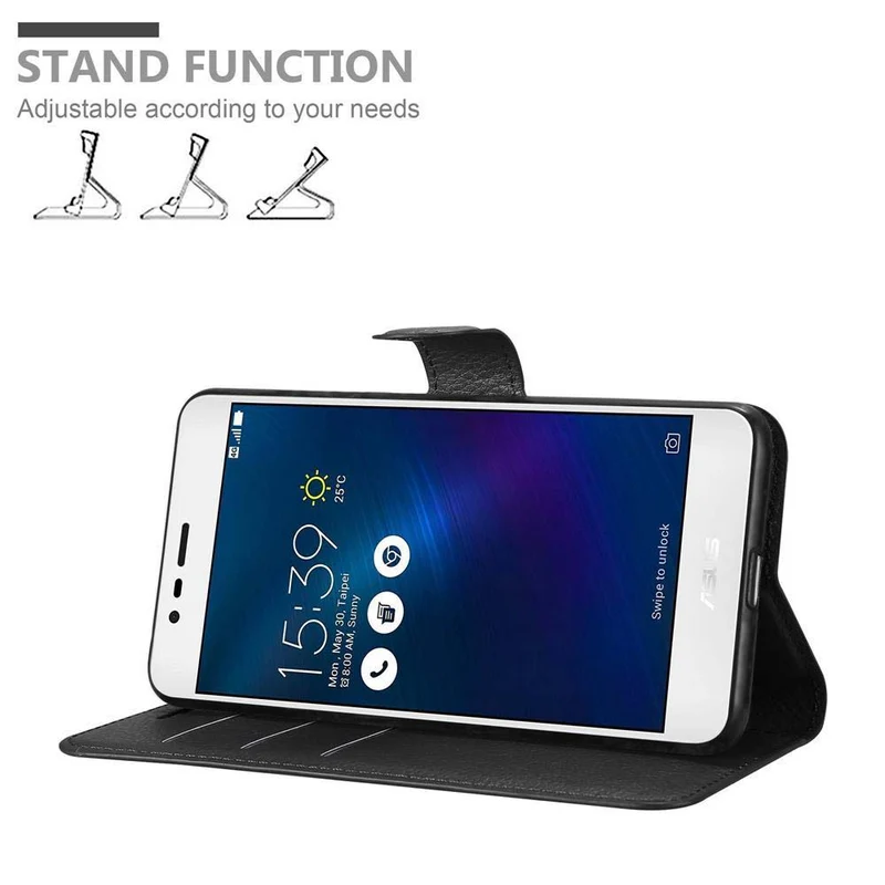 Cadorabo Hülle kompatibel mit Asus ZenFone 3 MAX (5.2 Zoll) Schutzhülle mit Magnetverschluss, Standfunktion und Kartenfach