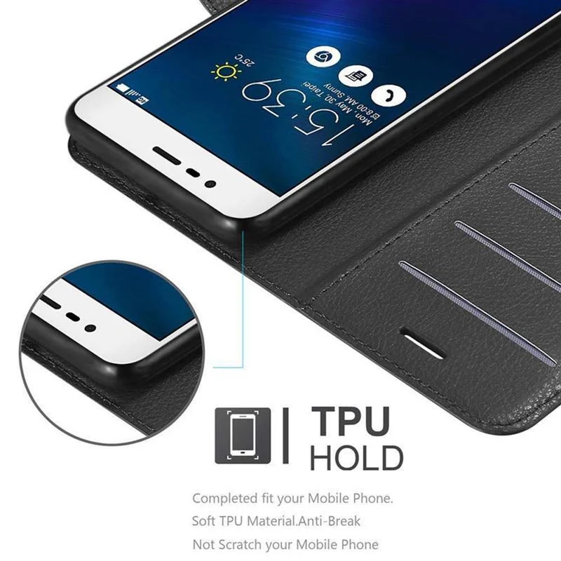 Cadorabo Hülle kompatibel mit Asus ZenFone 3 MAX (5.2 Zoll) Schutzhülle mit Magnetverschluss, Standfunktion und Kartenfach