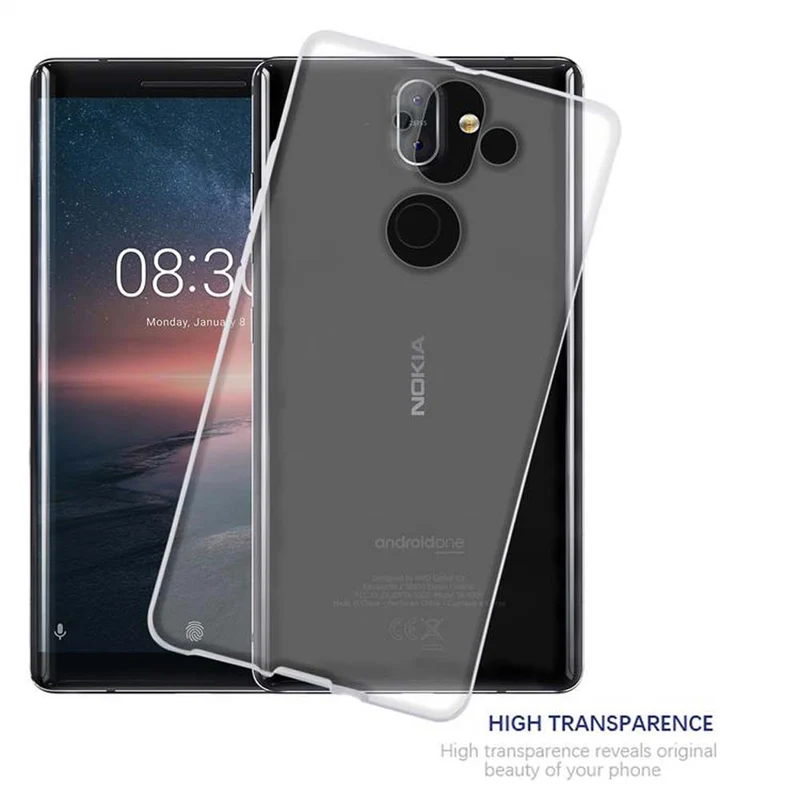 Cadorabo Hülle kompatibel mit Nokia 8 Sirocco Schutzhülle aus flexiblem TPU Silikon