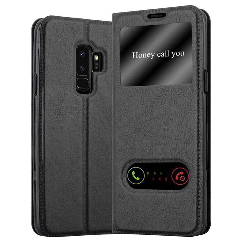 Cadorabo Hülle kompatibel mit Samsung Galaxy S9 PLUS Schutzhülle mit Magnetverschluss, Standfunktion und 2 Sichtfenstern