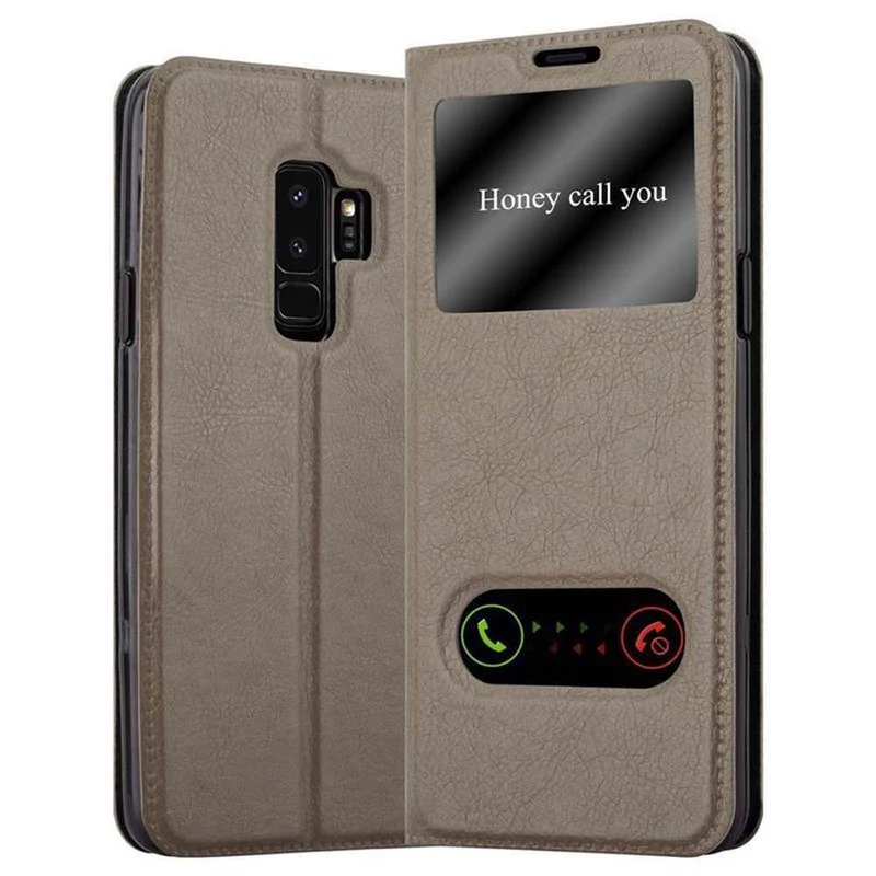 Cadorabo Hülle kompatibel mit Samsung Galaxy S9 PLUS Schutzhülle mit Magnetverschluss, Standfunktion und 2 Sichtfenstern