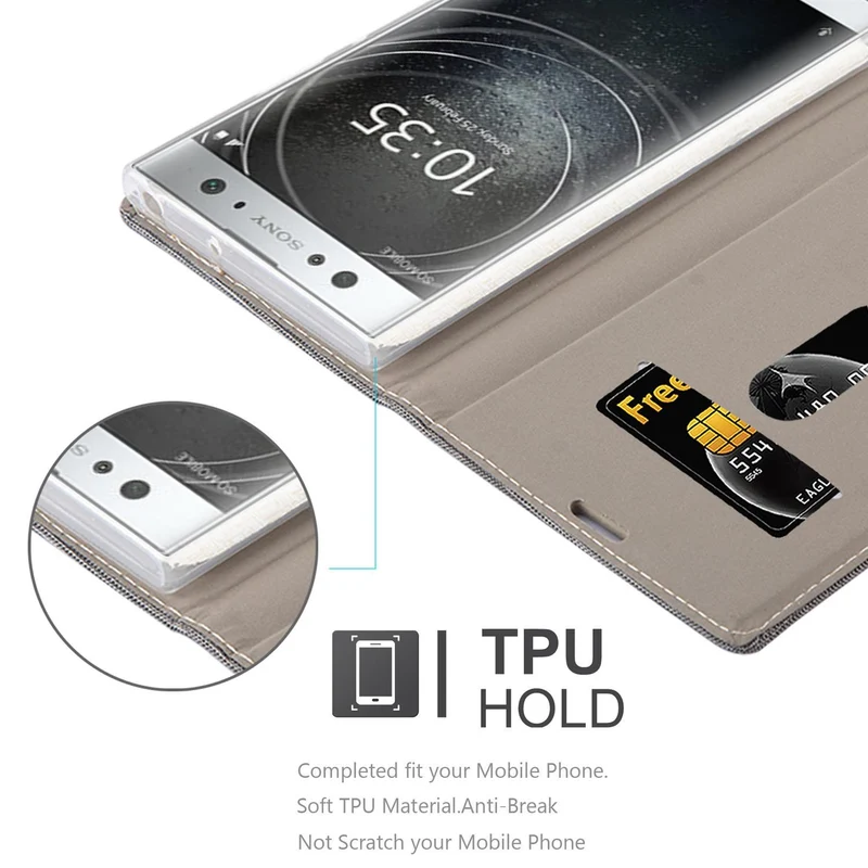 Cadorabo Hülle kompatibel mit Sony Xperia XA2 ULTRA Schutzhülle mit Magnetverschluss, Standfunktion und Kartenfach